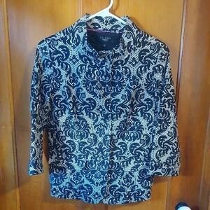 Talbots Black and White Paisley Blazer
